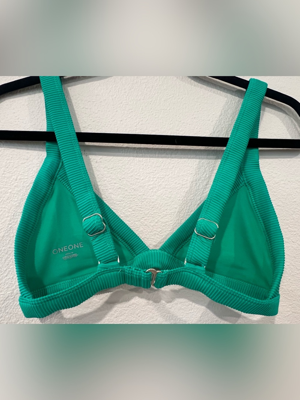 Oneone Green Triangle Ribbed Bikini Top - Picture 2 of 4
